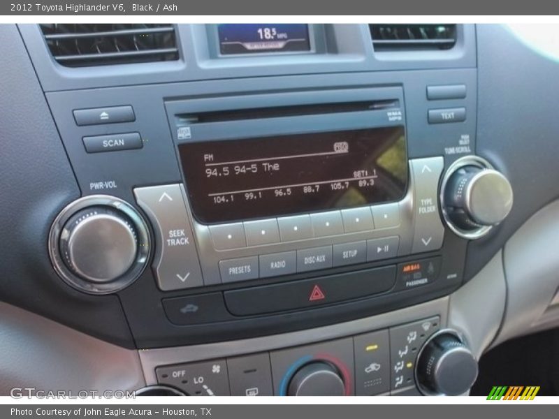 Black / Ash 2012 Toyota Highlander V6