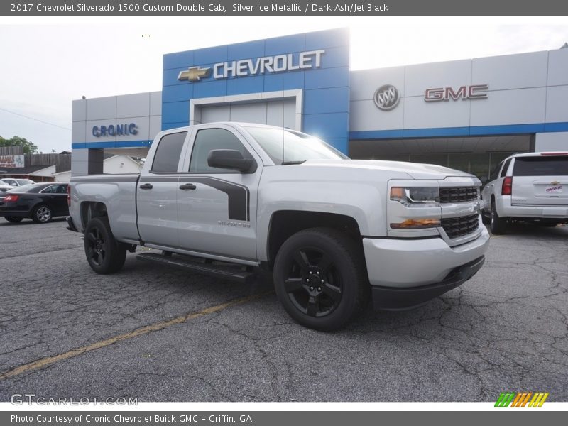 Silver Ice Metallic / Dark Ash/Jet Black 2017 Chevrolet Silverado 1500 Custom Double Cab