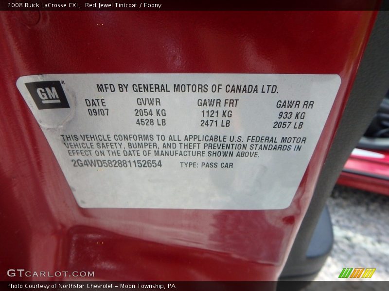 Red Jewel Tintcoat / Ebony 2008 Buick LaCrosse CXL
