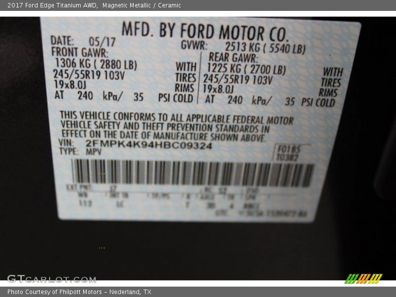Magnetic Metallic / Ceramic 2017 Ford Edge Titanium AWD