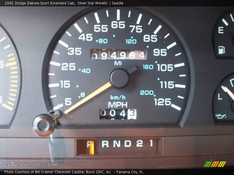 Silver Star Metallic / Saddle 1992 Dodge Dakota Sport Extended Cab