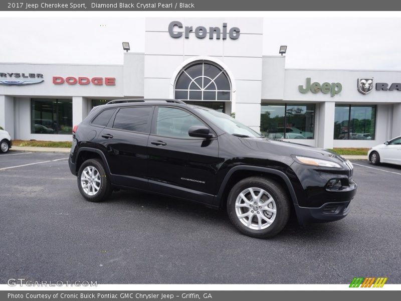 Diamond Black Crystal Pearl / Black 2017 Jeep Cherokee Sport