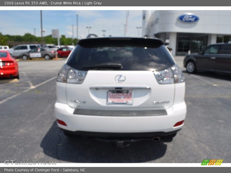 Crystal White Mica / Light Gray 2009 Lexus RX 350 AWD