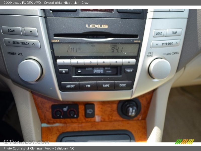 Crystal White Mica / Light Gray 2009 Lexus RX 350 AWD