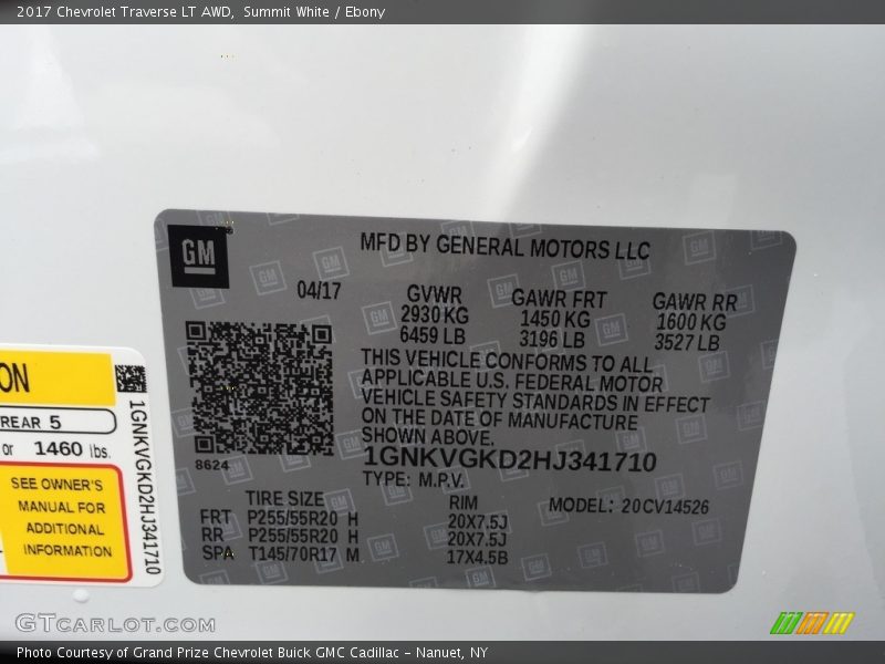 Summit White / Ebony 2017 Chevrolet Traverse LT AWD