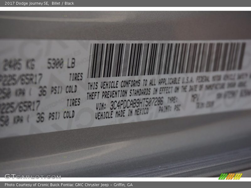 Billet / Black 2017 Dodge Journey SE