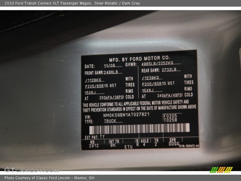 Silver Metallic / Dark Gray 2010 Ford Transit Connect XLT Passenger Wagon