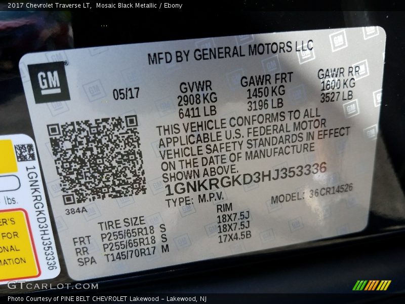 Mosaic Black Metallic / Ebony 2017 Chevrolet Traverse LT