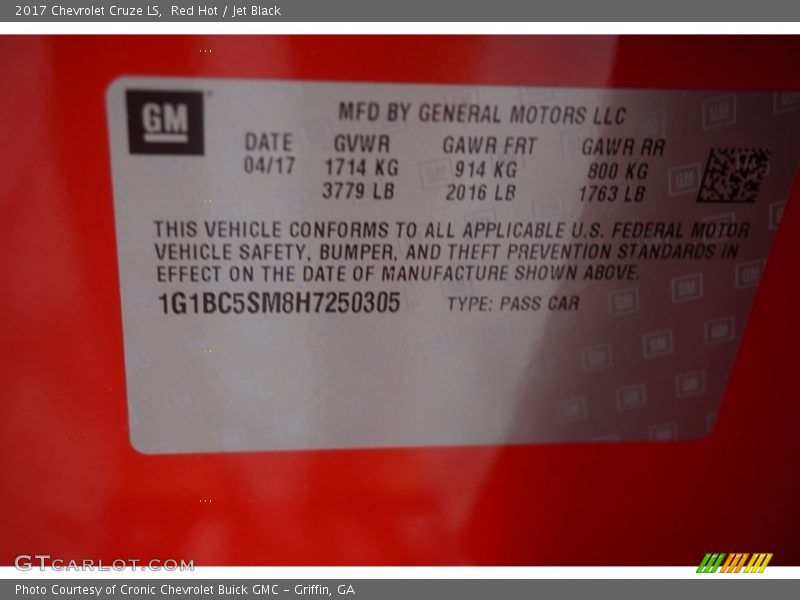 Red Hot / Jet Black 2017 Chevrolet Cruze LS