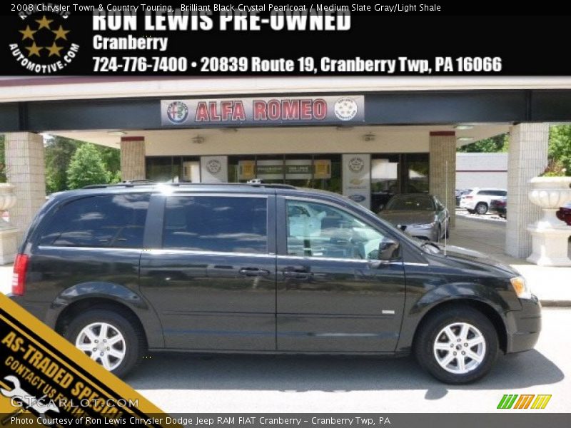 Brilliant Black Crystal Pearlcoat / Medium Slate Gray/Light Shale 2008 Chrysler Town & Country Touring