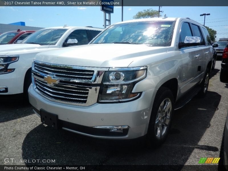 Silver Ice Metallic / Cocoa/Dune 2017 Chevrolet Tahoe Premier 4WD