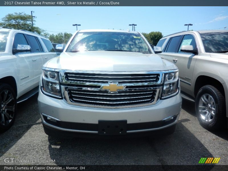 Silver Ice Metallic / Cocoa/Dune 2017 Chevrolet Tahoe Premier 4WD