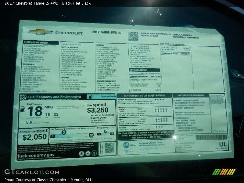 Black / Jet Black 2017 Chevrolet Tahoe LS 4WD
