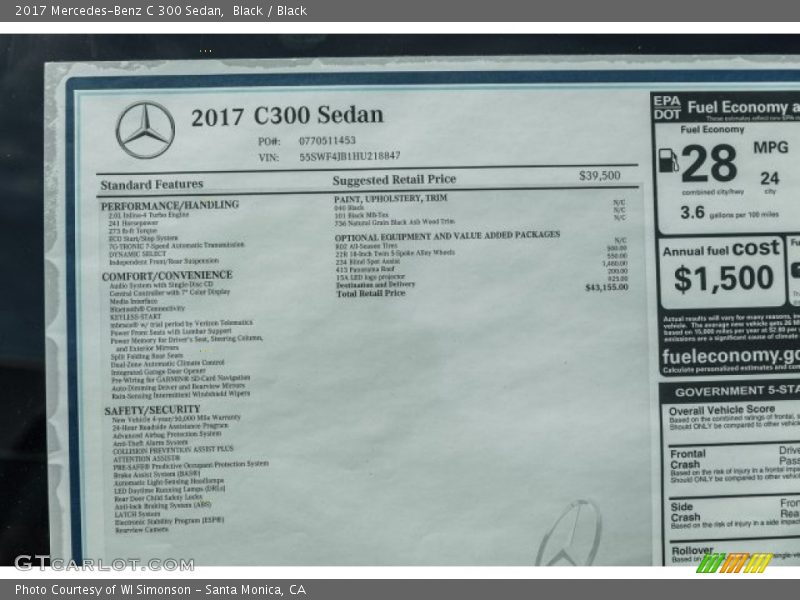 Black / Black 2017 Mercedes-Benz C 300 Sedan