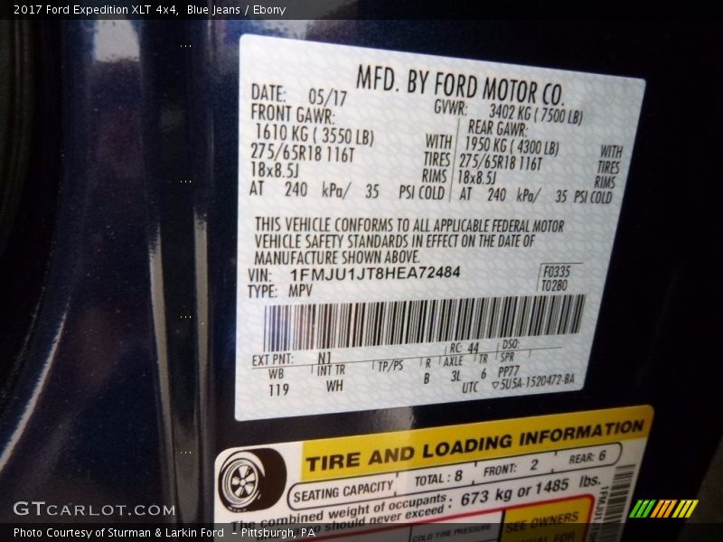Blue Jeans / Ebony 2017 Ford Expedition XLT 4x4