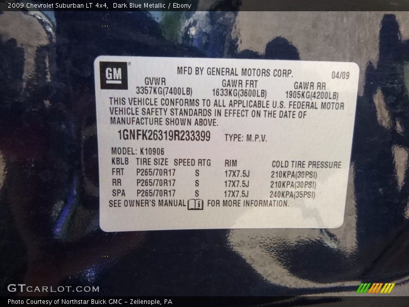 Dark Blue Metallic / Ebony 2009 Chevrolet Suburban LT 4x4
