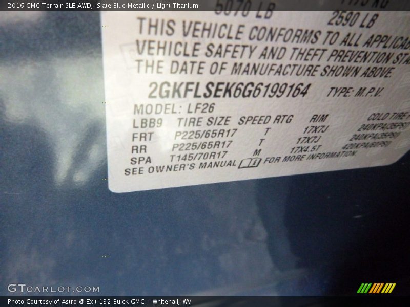 Slate Blue Metallic / Light Titanium 2016 GMC Terrain SLE AWD