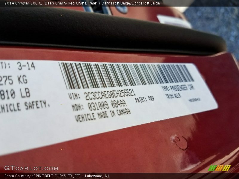 Deep Cherry Red Crystal Pearl / Dark Frost Beige/Light Frost Beige 2014 Chrysler 300 C