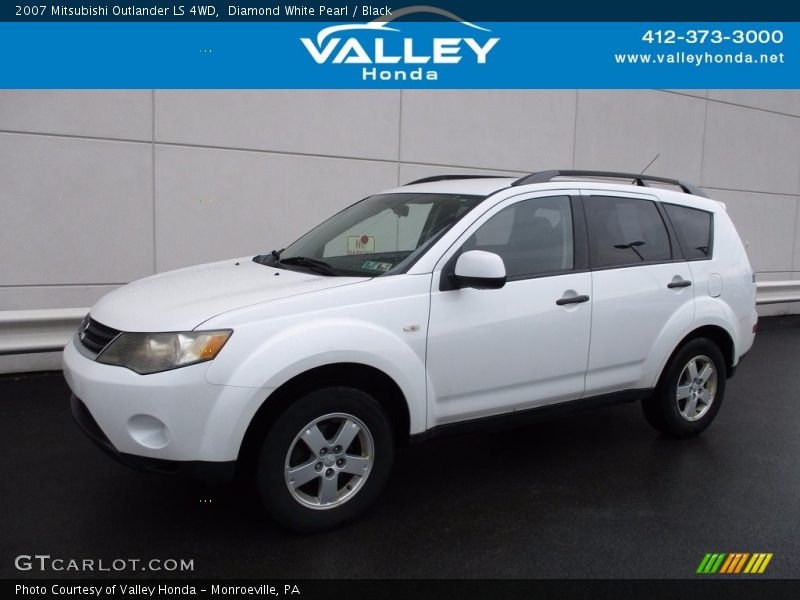 Diamond White Pearl / Black 2007 Mitsubishi Outlander LS 4WD