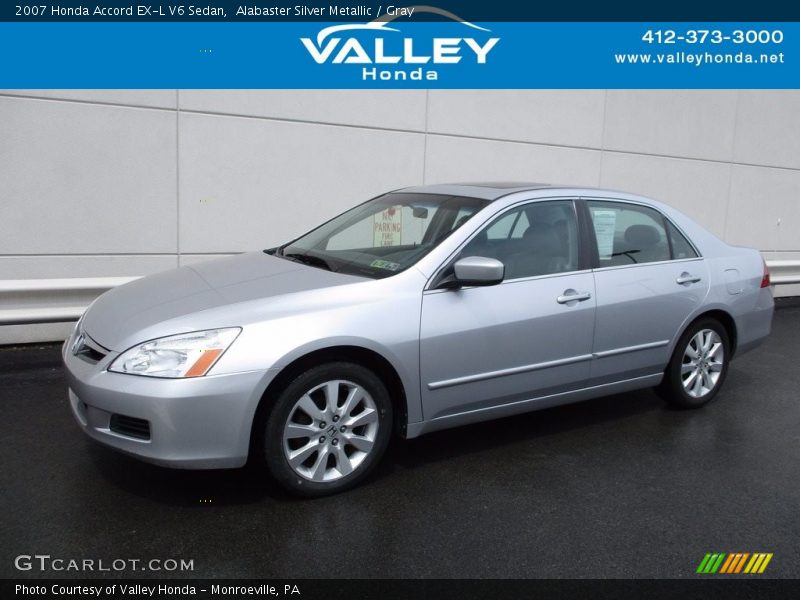 Alabaster Silver Metallic / Gray 2007 Honda Accord EX-L V6 Sedan