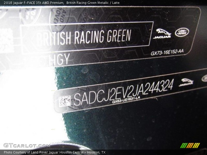 British Racing Green Metallic / Latte 2018 Jaguar F-PACE 35t AWD Premium