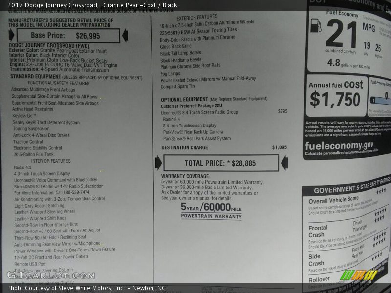 Granite Pearl-Coat / Black 2017 Dodge Journey Crossroad