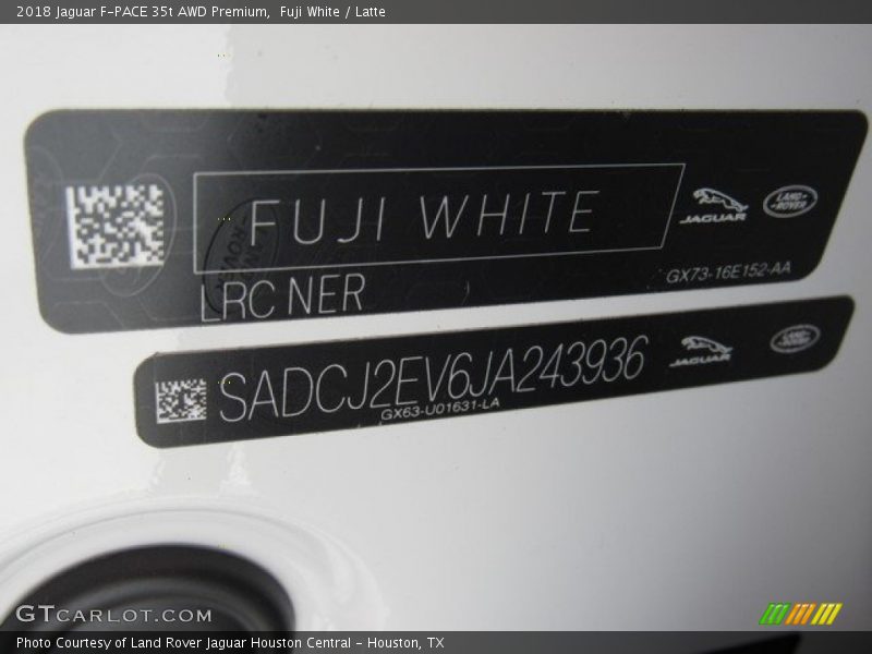 2018 F-PACE 35t AWD Premium Fuji White Color Code NER
