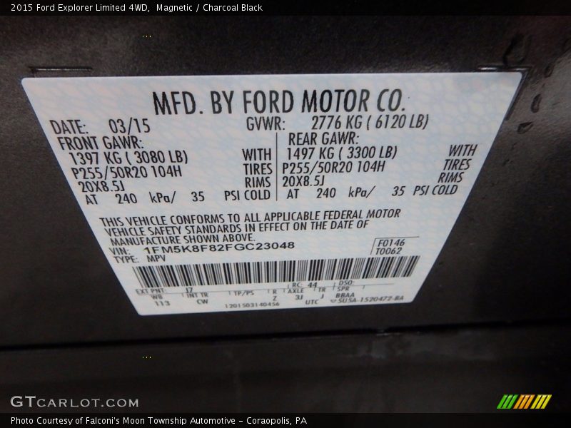 Magnetic / Charcoal Black 2015 Ford Explorer Limited 4WD