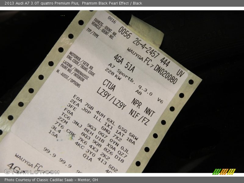 Phantom Black Pearl Effect / Black 2013 Audi A7 3.0T quattro Premium Plus