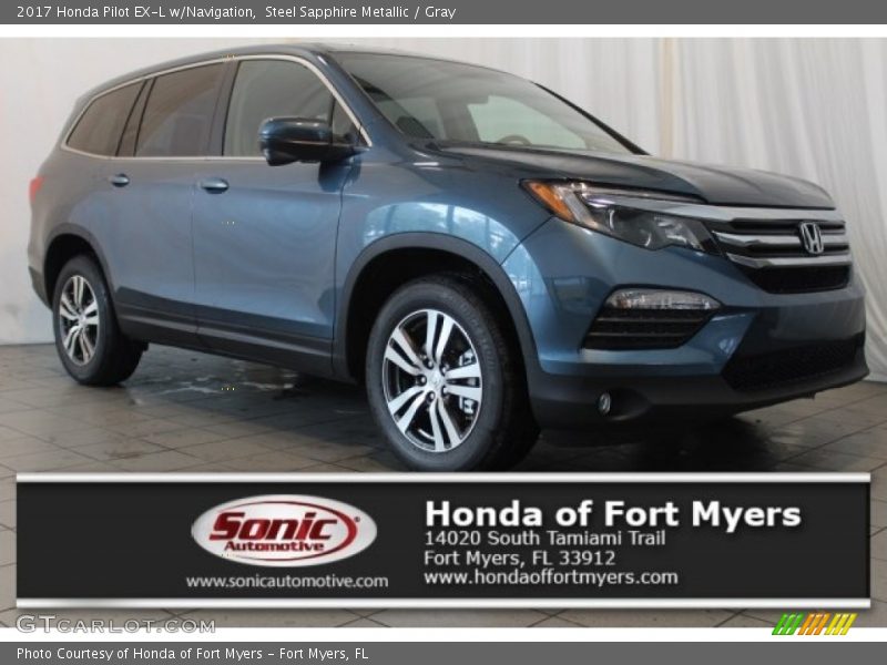 Steel Sapphire Metallic / Gray 2017 Honda Pilot EX-L w/Navigation