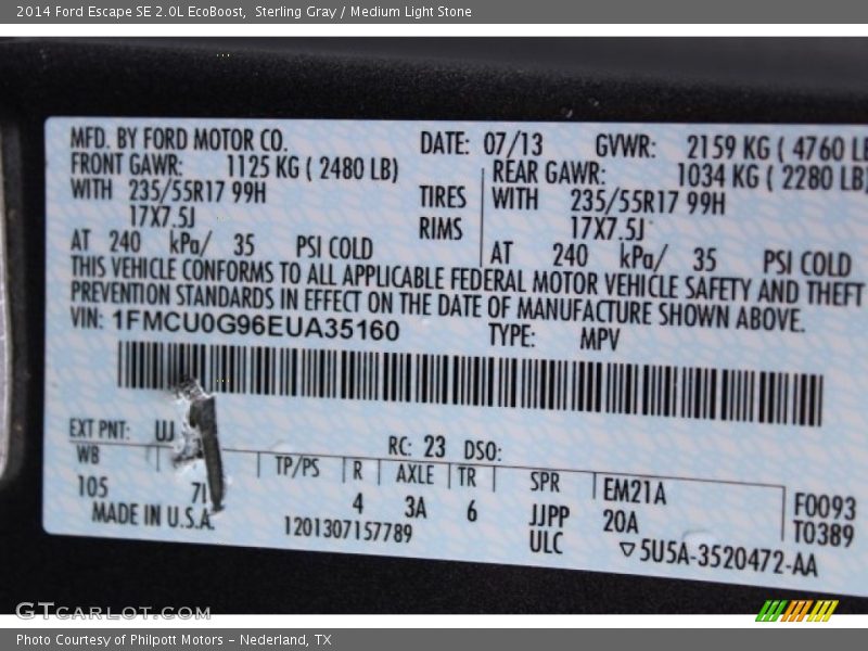 Sterling Gray / Medium Light Stone 2014 Ford Escape SE 2.0L EcoBoost