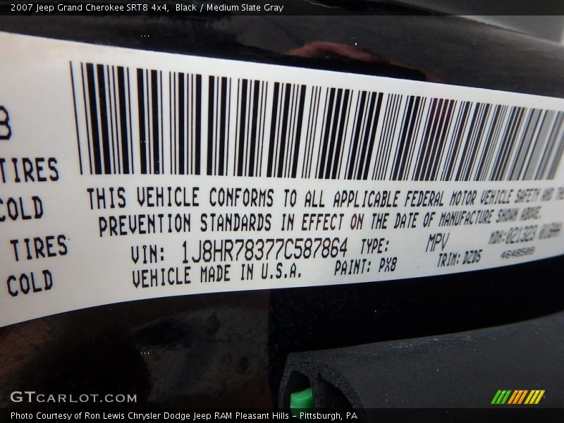 Black / Medium Slate Gray 2007 Jeep Grand Cherokee SRT8 4x4