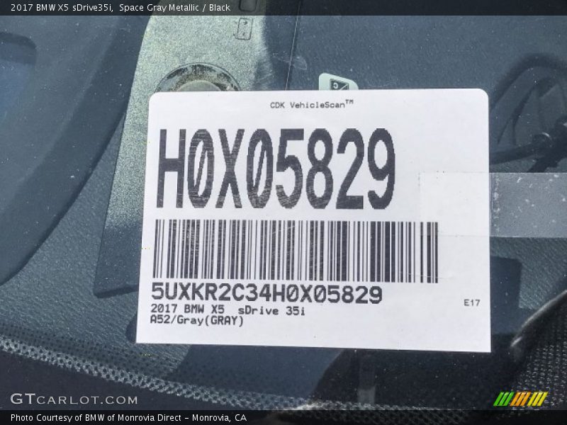 Space Gray Metallic / Black 2017 BMW X5 sDrive35i