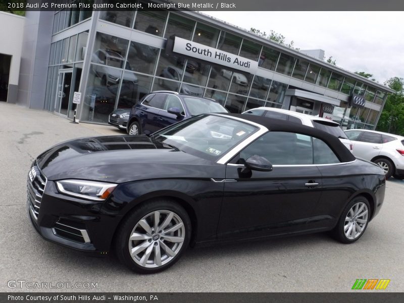 Moonlight Blue Metallic / Black 2018 Audi A5 Premium Plus quattro Cabriolet