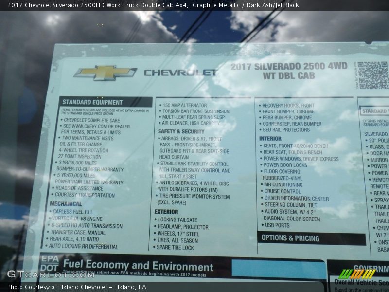 Graphite Metallic / Dark Ash/Jet Black 2017 Chevrolet Silverado 2500HD Work Truck Double Cab 4x4