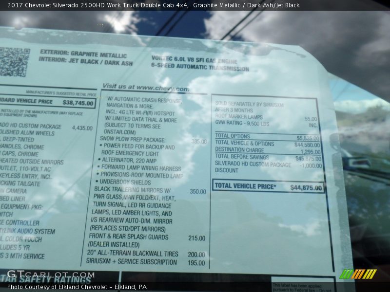 Graphite Metallic / Dark Ash/Jet Black 2017 Chevrolet Silverado 2500HD Work Truck Double Cab 4x4