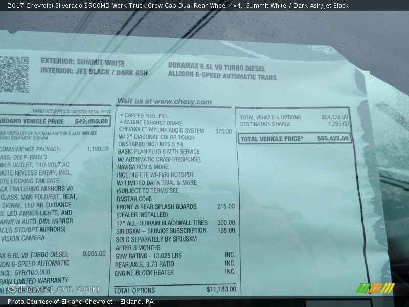 Summit White / Dark Ash/Jet Black 2017 Chevrolet Silverado 3500HD Work Truck Crew Cab Dual Rear Wheel 4x4