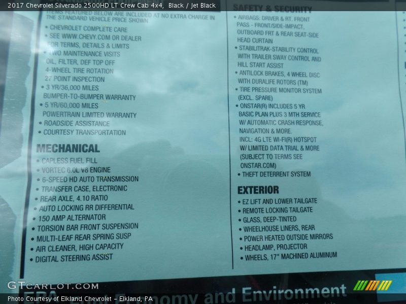 Black / Jet Black 2017 Chevrolet Silverado 2500HD LT Crew Cab 4x4