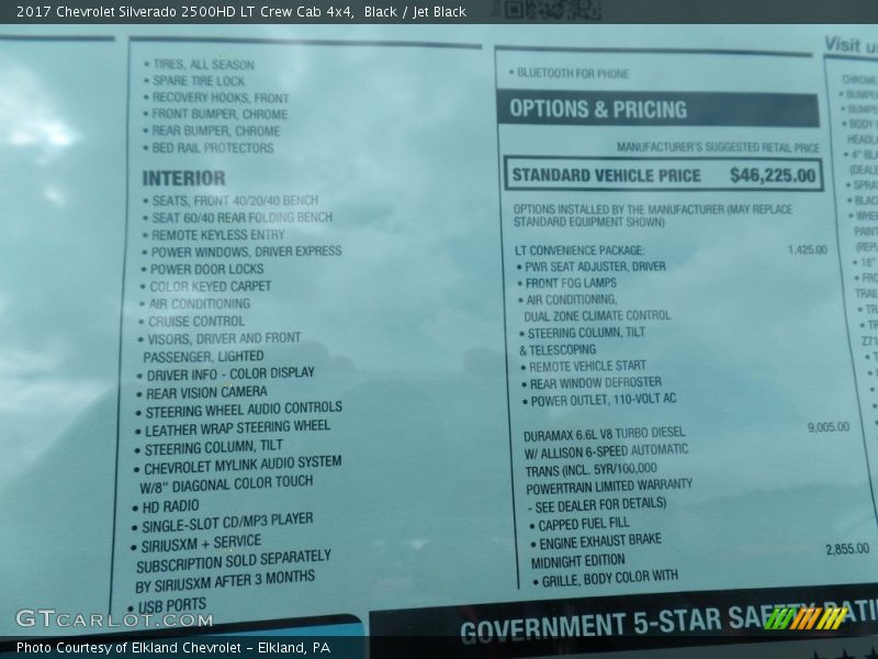 Black / Jet Black 2017 Chevrolet Silverado 2500HD LT Crew Cab 4x4