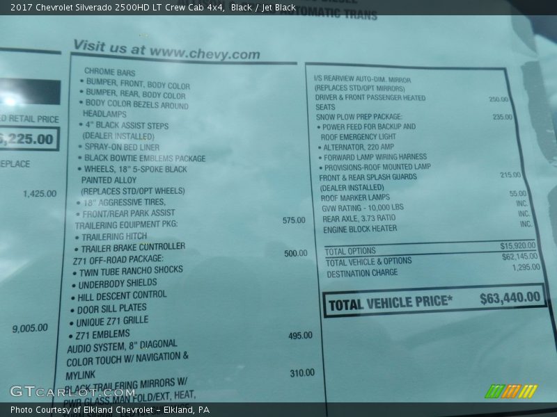 Black / Jet Black 2017 Chevrolet Silverado 2500HD LT Crew Cab 4x4