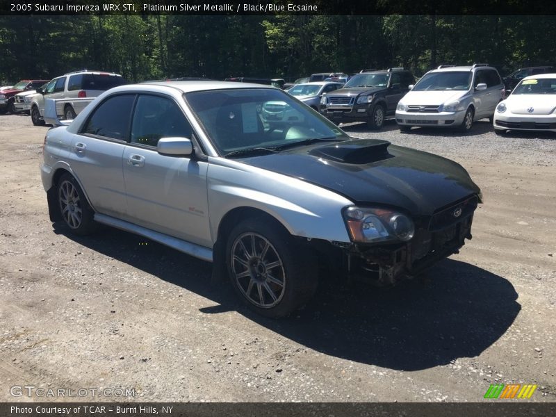 Platinum Silver Metallic / Black/Blue Ecsaine 2005 Subaru Impreza WRX STi