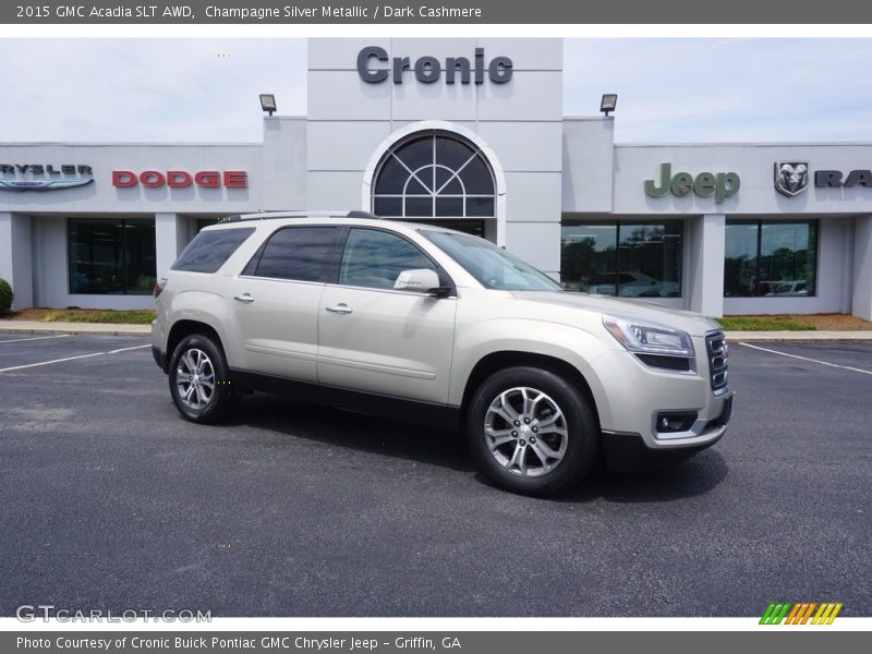 Champagne Silver Metallic / Dark Cashmere 2015 GMC Acadia SLT AWD