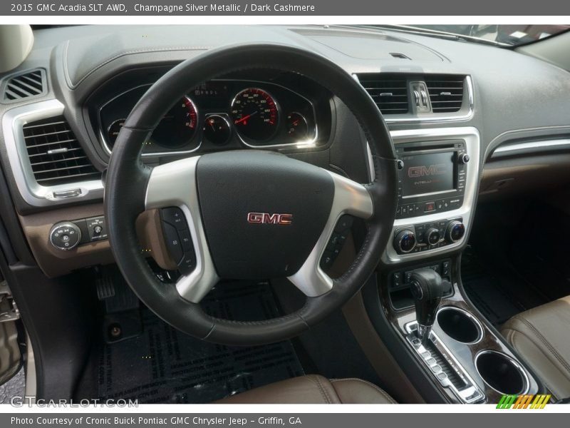 Champagne Silver Metallic / Dark Cashmere 2015 GMC Acadia SLT AWD