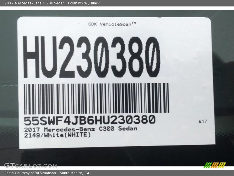 Polar White / Black 2017 Mercedes-Benz C 300 Sedan