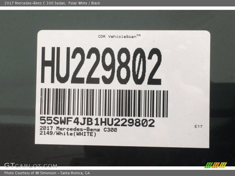 Polar White / Black 2017 Mercedes-Benz C 300 Sedan
