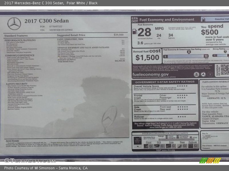 Polar White / Black 2017 Mercedes-Benz C 300 Sedan