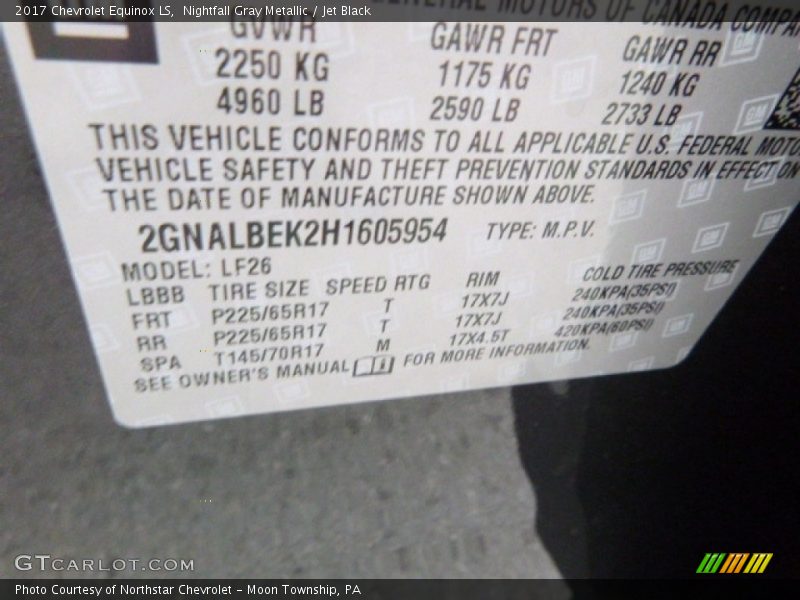 Nightfall Gray Metallic / Jet Black 2017 Chevrolet Equinox LS