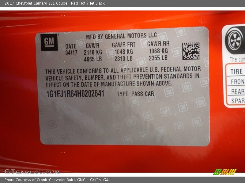 Red Hot / Jet Black 2017 Chevrolet Camaro ZL1 Coupe