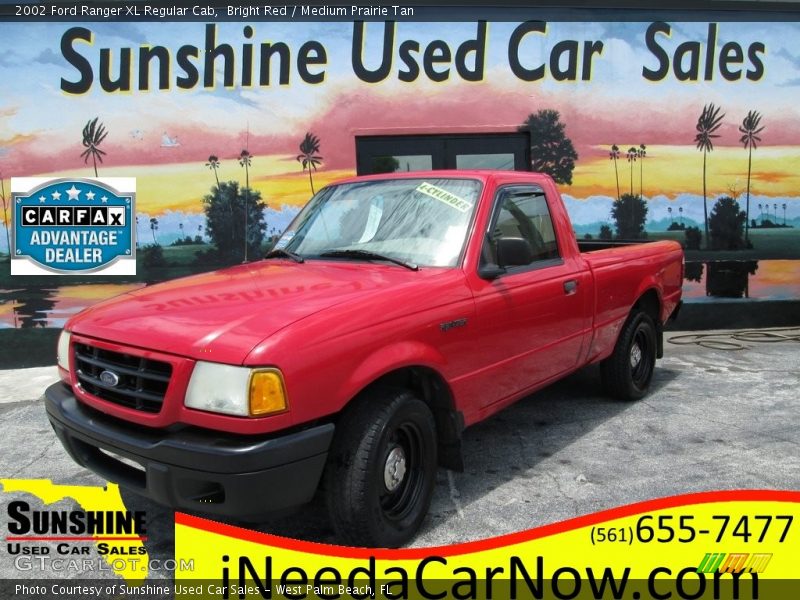Bright Red / Medium Prairie Tan 2002 Ford Ranger XL Regular Cab
