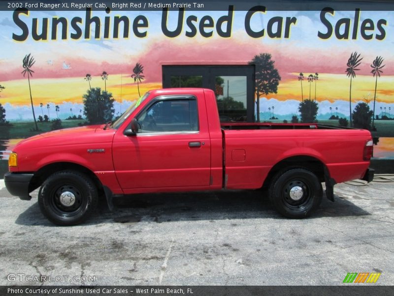 Bright Red / Medium Prairie Tan 2002 Ford Ranger XL Regular Cab